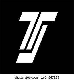 TJ text logo vector black and white, free design.