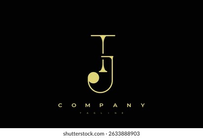 TJ Typography Logo Design (em inglês). Representação de design de monograma elegante com as letras T e J combinadas em um estilo de assinatura artística, proporcionando uma representação visual única e criativa.