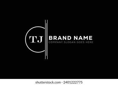 TJ White Letter monogram Logo Design with Black Background. T J
