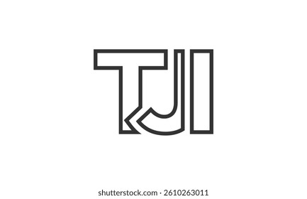 TJI logo design template with strong and modern bold text. Initial based vector logotype featuring simple and minimal typography. Trendy company identity ideal for businesses brand presence.
