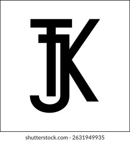 TJK letter logo vector black and white, free product design.