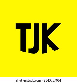 TJK monogram vector logo within yellow background. Three letters logo with rounded bottom. Logo for brand, product, company, and organization.