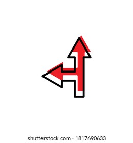 T-junction arrow flat icon. Design template vector