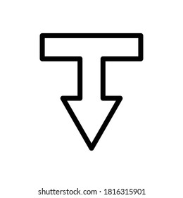 Icono de la línea de flecha de la unión en T. vector de plantilla de diseño