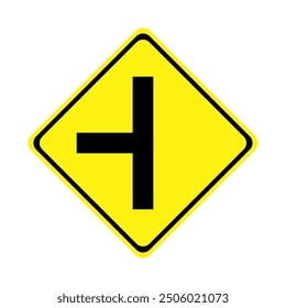 T-junction road signs. Branched road sign isolated on white background