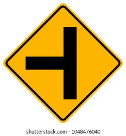 T-Junction Traffic Road Sign,Vector Illustration, Isolate On White Background, Symbols  Label. EPS10