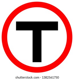 T-Junction Traffic Road Sign,Vector Illustration, Isolate On White Background,Symbols, Icon. EPS10