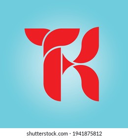 TK Abstract initial  letter alphabet logo design and template vector      