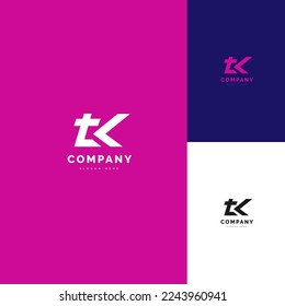 TK abstract letter mark logo with reverse arrow strong and fast logo