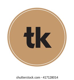 tk brown letters ,abstract background logo, design identity in circle, alphabet letter