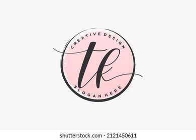 TK handwriting logo with circle template vector signature, wedding, fashion, floral and botanical with creative template.