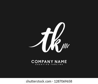 TK Initial Handwriting Logo Template Vector