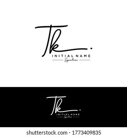 TK Initial letter handwriting and signature logo.