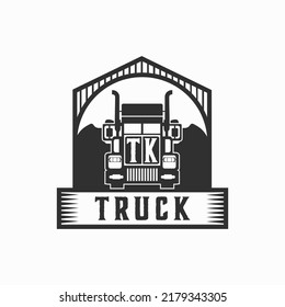 TK Initial Letter Truck Logo Design Simple Stock Vector