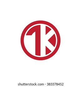 TK initial letters circle business logo red