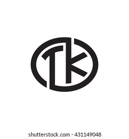 TK initial letters looping linked ellipse monogram logo