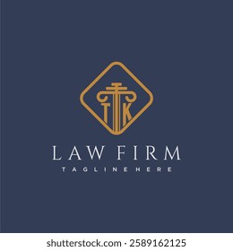 TK initial monogram logo for lawfirm with pillar in creative square design