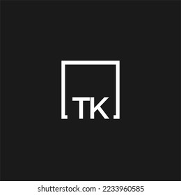 TK initial monogram logo with square style design
