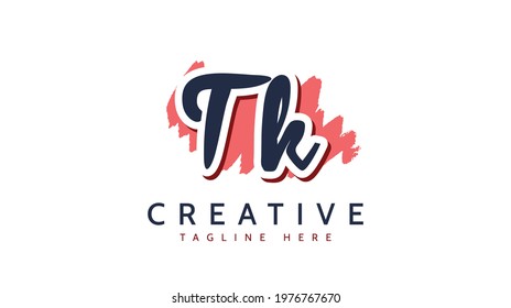 Tk Initials, handwriting logo vector