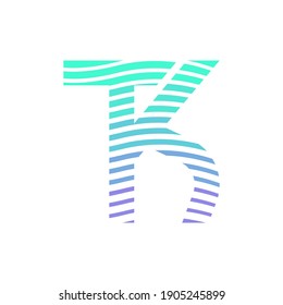 TK, KT striped letter logo design vector. Corrugated letter motive.