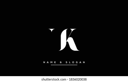 Monograma del logotipo de las letras abstractas TK, KT, T, K