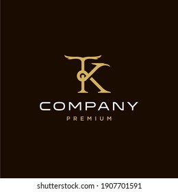 TK KT T K logo. t and k elegant gold classic logotype design vector, vintage wing K and T letter logo
