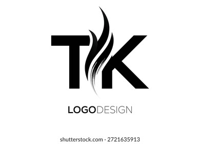 Letra TK logotipo monograma com pincel artístico traçado para identidade de marca moderna