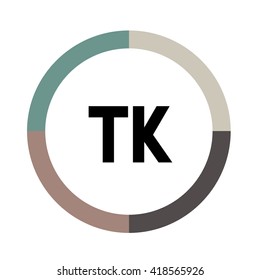 TK letters, four colors in abstract background logo, design identity in circle, alphabet letter