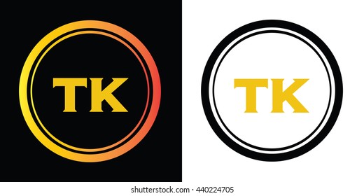 TK letters icon design template elements in abstract background logo, design identity in circle, alphabet letter