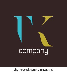 Logotipo de TK. Diseño del logotipo de la empresa. Monograma. Letras T y K.