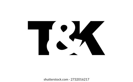 TK logo design in bold style. Black white identity symbol. Modern typography emblem. Corporate branding icon. Minimal business template.