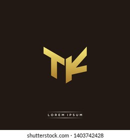 TK Logo Letter Initial Logo Designs Templete with Gold and Black Background
