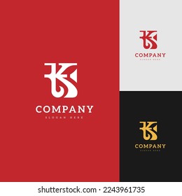 TK Logo Letter Mark Combination retro style with red color