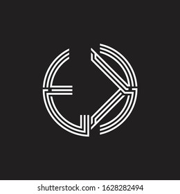 TK Logo monogram triple ribbon style line design template isolated on black background