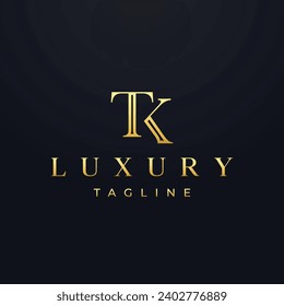 TK-Monogramm mit mittelalterlichem Stil, luxuriösem und elegantem Logo-Design	