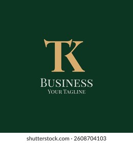 TK monogram minimal elegant logo design concept. Letter T K classic logo sign symbol