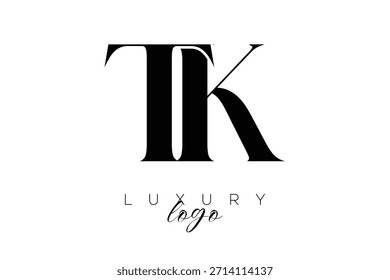 Logotipo de la tipografía del monograma de la letra de TK Serif para la identidad elegante de la marca de Premium