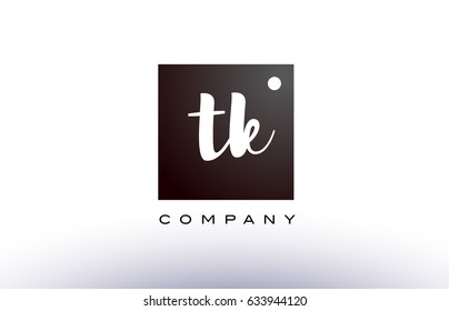 TK T K black white handwritten handwriting alphabet company letter logo square design template dot dots creative abstract