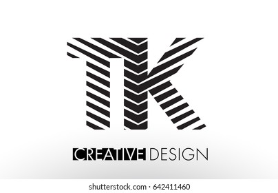 TK T K Lines Letter Design with Creative Elegant Zebra Vector Illustration.