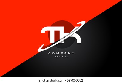 tk t k  red black white technology swoosh alphabet company letter logo design vector icon template 