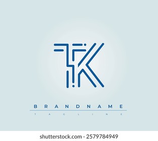 TK Technology Letter Logo Template. This tech letter logo is a graphic mark that uses letters to represent a technology company.