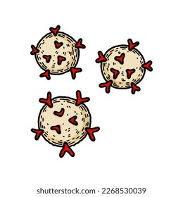 Células asesinas en T aisladas en fondo blanco. Ilustración vectorial de microbiología científica dibujada a mano en estilo de esbozo. Sistema inmunitario adaptable