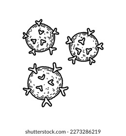 Células asesinas en T aisladas en fondo blanco. Ilustración vectorial de microbiología científica dibujada a mano en estilo de esbozo. Sistema inmunitario adaptable