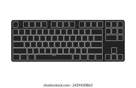 TKL Ten key less Gaming PC Mechanical Keyboard black outline in isolated, symbol, icon, computer peripheral