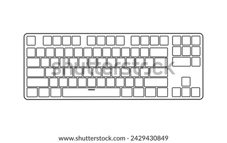 TKL Ten key less Gaming outline Mechanical Keyboard black outline in isolated, symbol, icon, computer peripheral