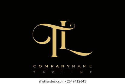 TL Abstract Creative Jewelry Logo. A stylish logo featuring golden monogram initials in an elegant and modern typography, perfect for branding