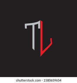 TL Abstract logo monogram with shield elements isolated on black background