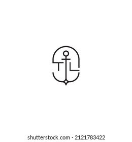 TL creative letter logo design in anchor concept with high quality professional design that will print well across any print media