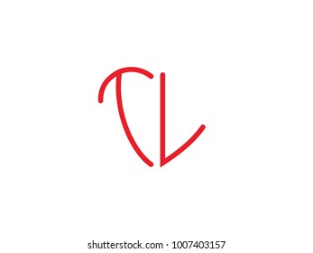 TL initial heart shape red colored logo