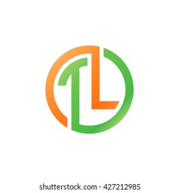 TL initial letters looping linked circle logo orange green